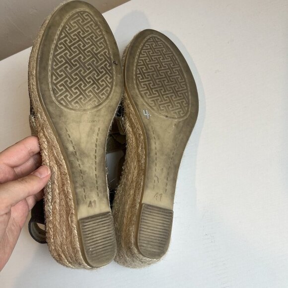 Toni Pons Espadrille Shoes Wedge Blue Cream Spain Cottagecore 41 US 10 Boho Heel - Picture 5 of 6